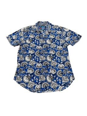 Robert Graham Blue Floral Hawaiian Short Sleeve Button-Up Shirt